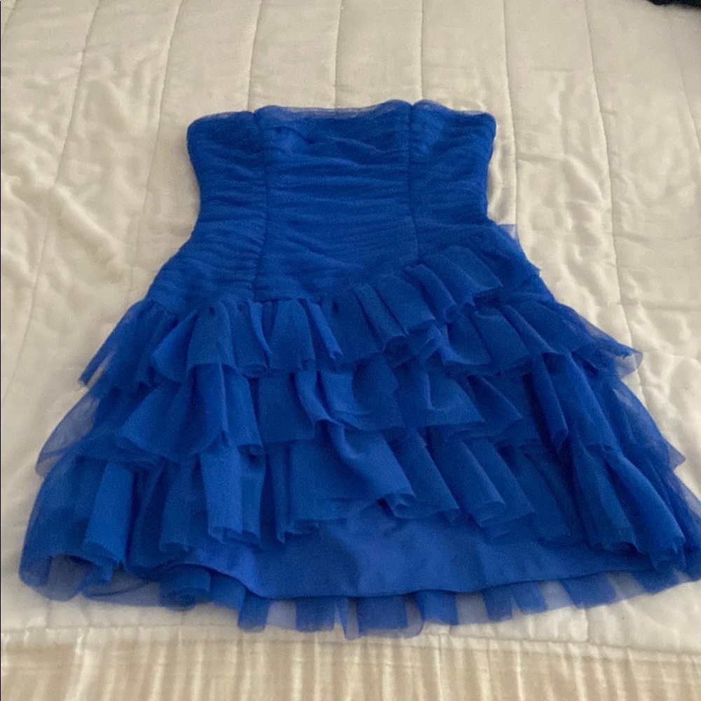 Blue Ruffled Prom Dress